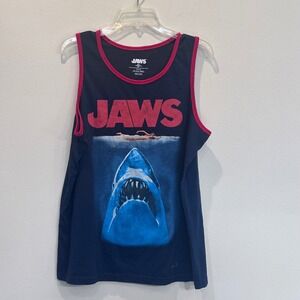 Jaws Universal Studios Movie Graphic Tank Top Men's Size Large Blue